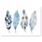 Designart - Blue Boho Feathers I - Bohemian & Eclectic Canvas Wall Art Print